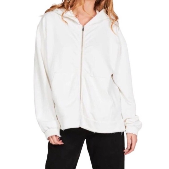 naked wardrobe Tops - Naked Wardrobe White Oversized The Zip Up Hoodie size - XL
